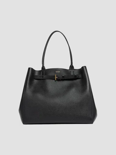 Tom Ford Women's Audrey Large Leather Tote Bag In Black