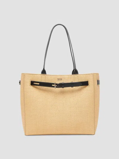 Tom Ford Women's Audrey Large Raffia Tote Bag In Natural Black