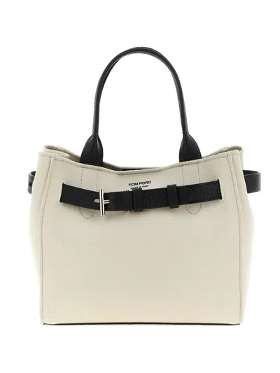 Tom Ford Audrey Small Canvas Tote Bag In Beige