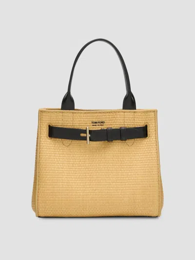 Tom Ford Women's Audrey Small Raffia Tote Bag In Natural Black