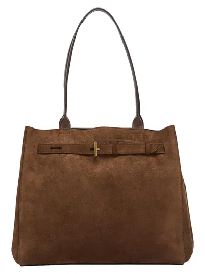 Tom Ford Women's Audrey Small Suede Tote Bag In Brown