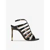 TOM FORD TOM FORD WOMEN'S BLACK CARINE CROC-EMBOSSED LEATHER HEELED SANDALS