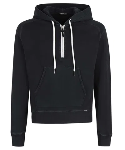 Tom Ford Women's Black Wool Hooded Sweater With Ribbed Cuffs And Hem For Fw22