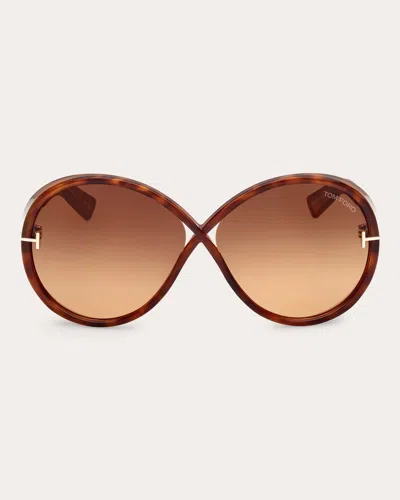 Tom Ford Women's Blonde Havana Edie 2 Round Sunglasses In Brown