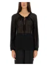 Tom Ford Flowy Silk Georgette Blouse In Black