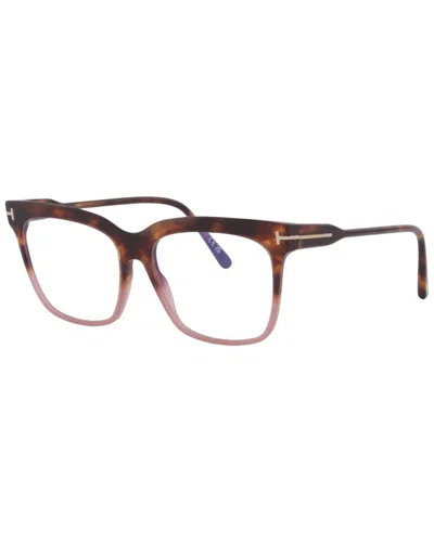 Tom Ford Women's Blue Block 54mm Optical Frames In Brown