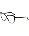 Tom Ford Women's Blue Block 56mm Optical Frames In Black