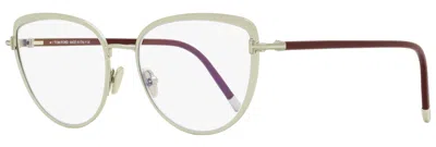 Tom Ford Women's Blue Block Eyeglasses Tf5741b 016 Palladium/burgundy 55mm In Multi