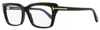 Tom Ford Women's Blue Block Eyeglasses Tf5894-b 001 Black 56mm In Multi