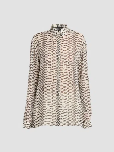 Tom Ford Women's Broken Snake Silk Georgette Boyfriend Shirt In White