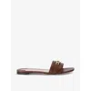 Tom Ford 5mm Whitney Soft Leather Flat Slides In Brown