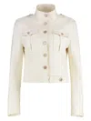 Tom Ford Stand-up Collar Cropped Jacket In Panna