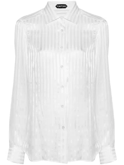 Tom Ford Women Camicia A Righe In Seta In White
