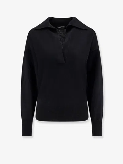 Tom Ford Cashmere Polo Shirt/sweater In Black