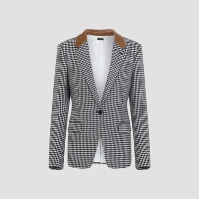 Tom Ford Women's Cashmere Single-breasted Houndstooth Jacket In Black