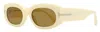 Tom Ford Cielle Oval-frame Sunglasses In Neutral