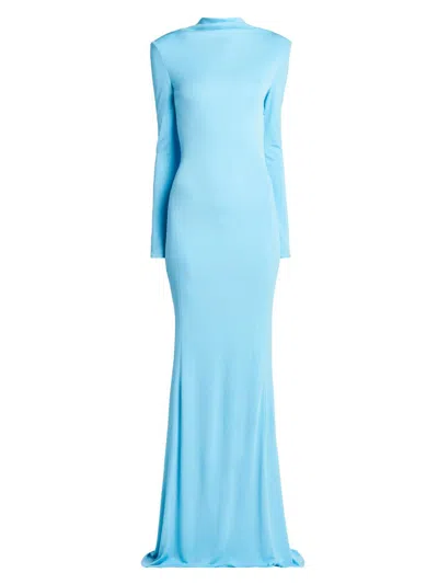Tom Ford Women's Crepe Jersey Cut-out Back Gown In Blue