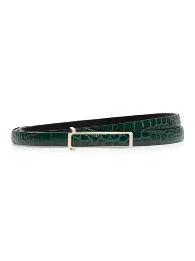 Tom Ford Women's Croc-embossed Leather Belt In Green