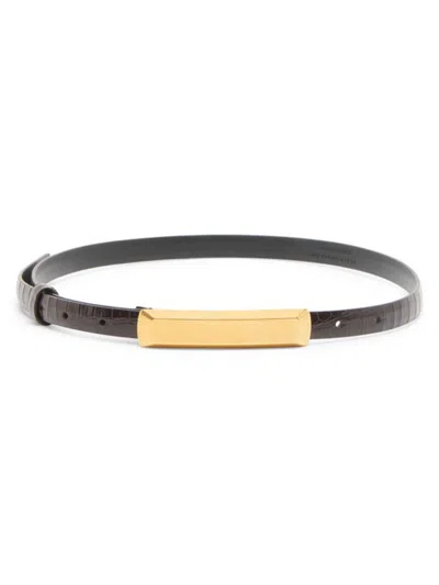 Tom Ford Women's Crocodile-stamped Patent Leather Belt In Espresso