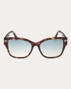 Tom Ford Women's Dark Havana Elsa Square Sunglasses In Brown