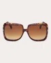 Tom Ford Lorelai 59mm Square Sunglasses In Shiny Classic Dark Havana/brown