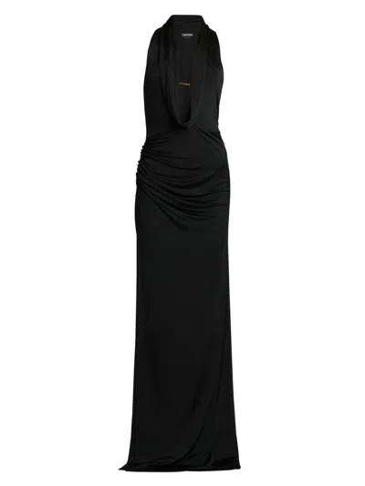 Tom Ford Women's Draped Jersey Gown In Black