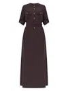 Tom Ford Whitney Chain Stripe Belted Satin Shirtdress In Brown