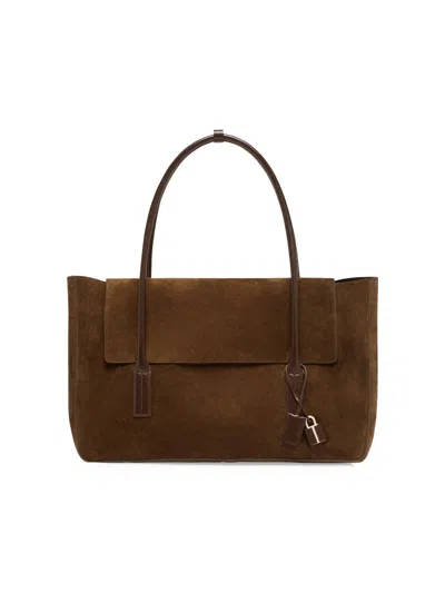 Tom Ford Women's Eclipse Large Suede Shoulder Bag In Brown