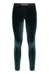 Tom Ford Leggings In Velvet Texture And Elasticated Waistband In Green