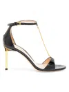 Tom Ford Emanuelle Chain-embellished Croc-effect Leather Sandals In Black
