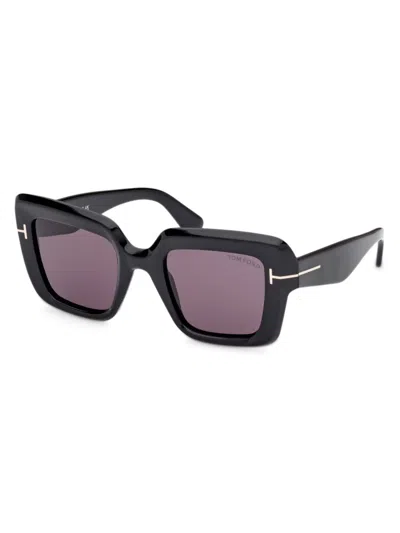Tom Ford Women's Shiny Black Esme Square Sunglasses In Shiny Black/smoke