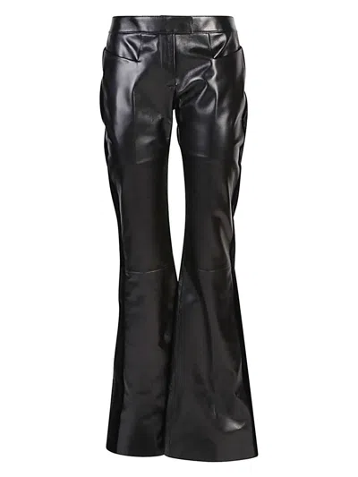 TOM FORD WOMEN'S FLARED LEATHER AND VELVET TROUSERS