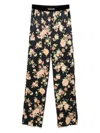 Tom Ford Wide Leg Floral Print Satin Trousers In Black