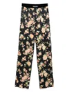 Tom Ford Wide Leg Floral Print Satin Trousers In Black