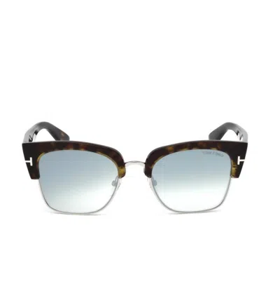 Tom Ford Women's Ft0554 52x Sunglasses In Dark Havana/palladium In Blue