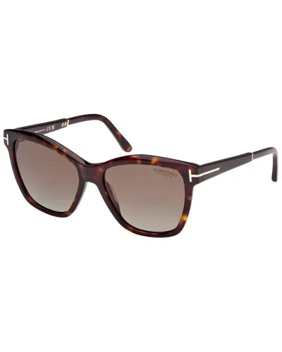 Tom Ford Women's Ft1087 54mm Polarized Optical Frames In Brown