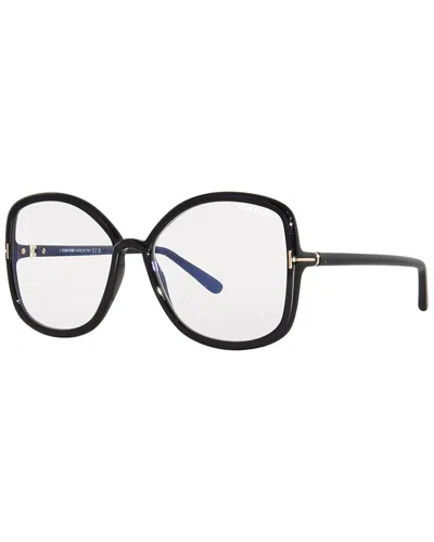 Tom Ford Ft5845-b 074 Bordeaux Blue Light Block 56mm In Black