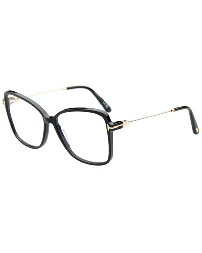 Tom Ford Women's Ft5953-b Blue Light Blocking 55mm Optical Frames In Black
