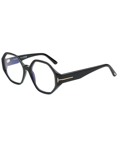 Tom Ford Women's Ft5967-b Blue Block 53mm Optical Frames In Black