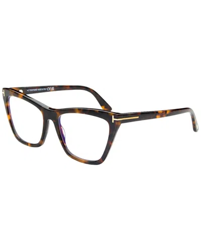Tom Ford Women's Ft5971-b Blue Block 54mm Optical Frames In Brown