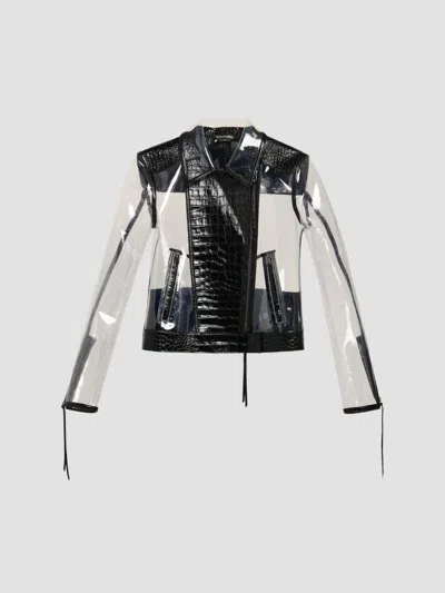 Tom Ford Women's Glass-effect & Leather Biker Jacket In Black