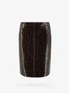 Tom Ford Crocodile Fitted High-waisted Knee-length Skirt In Brown
