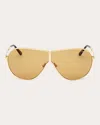 Tom Ford Keating 71mm Oversize Pilot Sunglasses In Shiny Deep Gold/amber