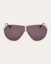 Tom Ford Keating 71mm Oversize Pilot Sunglasses In Shiny Deep Gold/smoke
