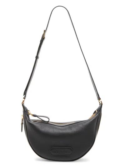 Tom Ford Women's Grained Leather Crescent Crossbody Bag In Black