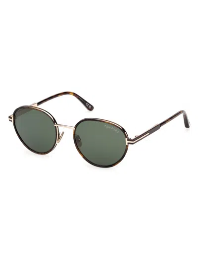 Tom Ford Jet 51mm Round Sunglasses In Green