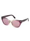 Tom Ford Women's Juliette 52mm Cat-eye Sunglasses In White