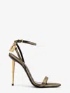 Tom Ford Women Laminated Leather Sandals With Logoed Padlock