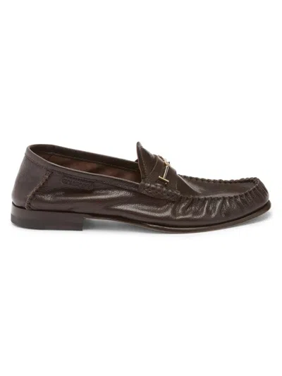 Tom Ford Moc Toe Leather Loafers In Brown