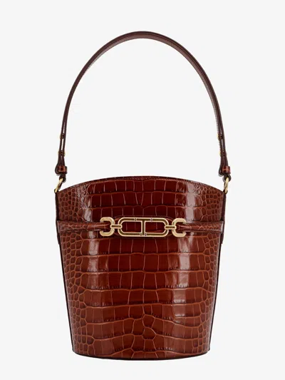 Tom Ford Women Leather Bucket Bag With Whitney T Logo